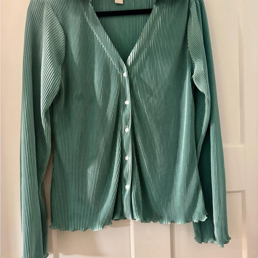 Anthropology Green Ribbed Women's blouse